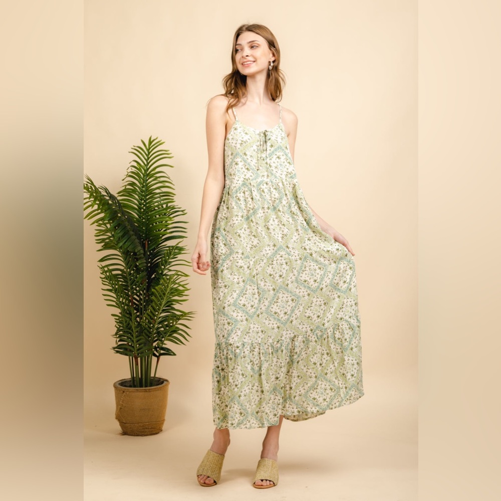 Women Strappy Boho Midi Dress In A Small
